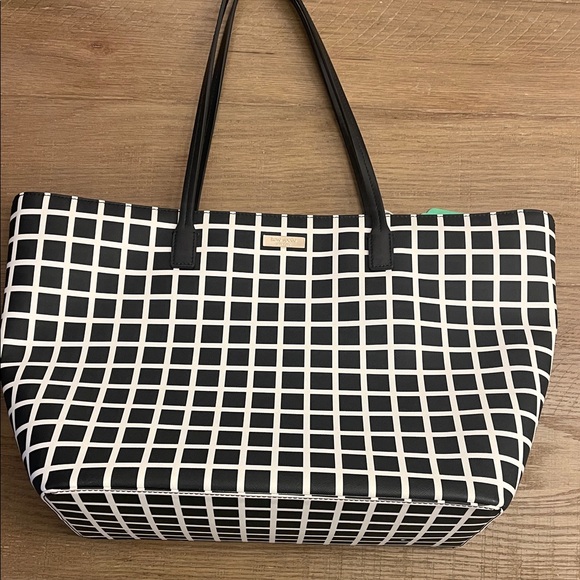 Kate Spade Black and White Grid Tote - Picture 1 of 4